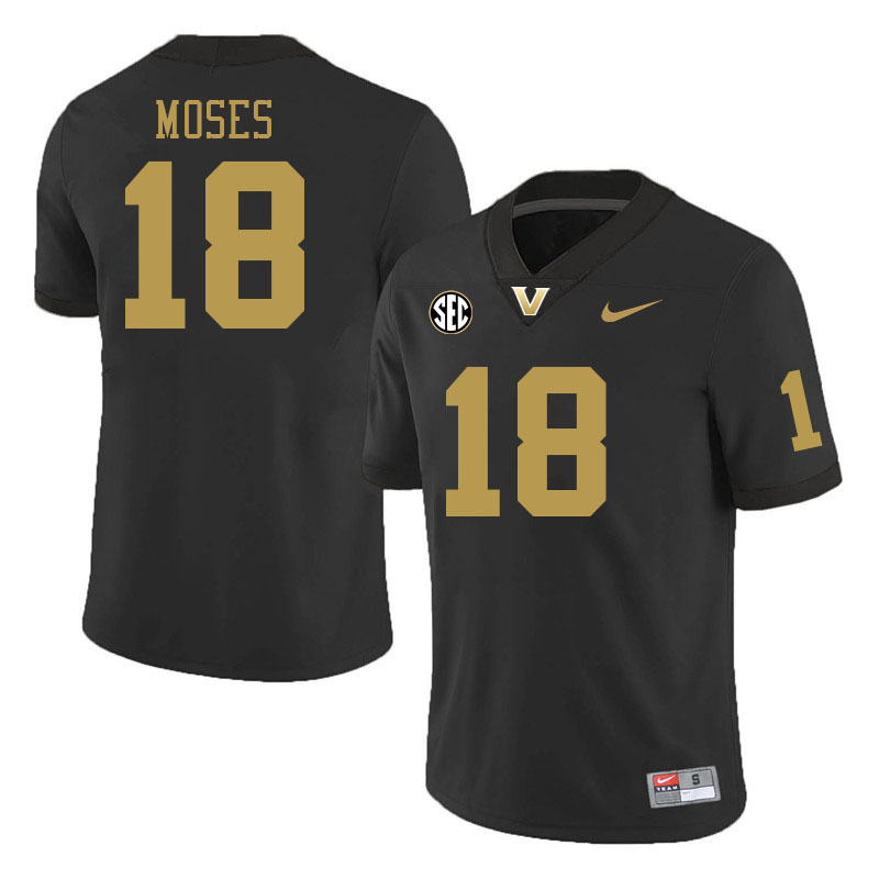 Vanderbilt Commodores #18 Hayden Moses College Football Jerseys 2024 Uniforms Stitched-Black